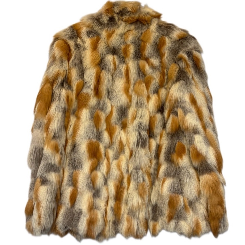 Vintage Fur Coat Multicolor Patchwork 70s 80s Ivory Beige Brown Gray Size Large - Picture 4 of 14
